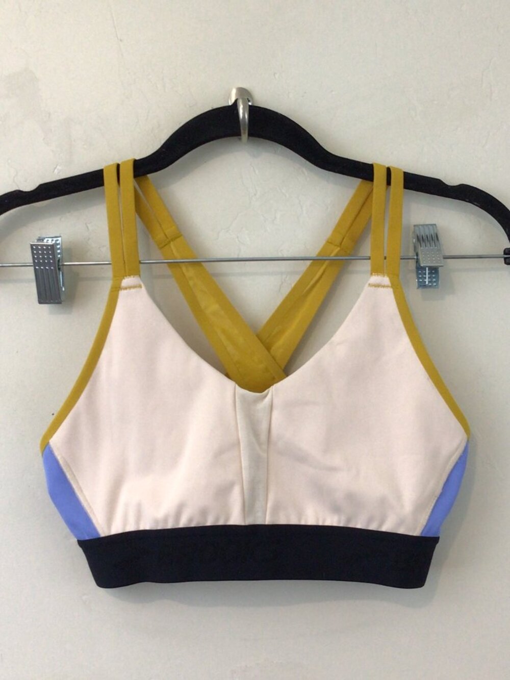Brooks Tan Black Logo Band Sports Bra Size Small